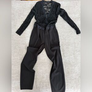 Express Black Lace Long Sleeve Jumpsuit